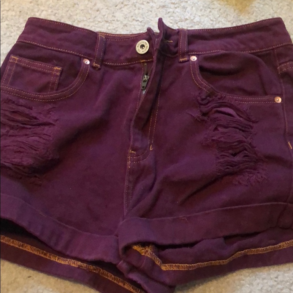 Bullhead maroon shorts.